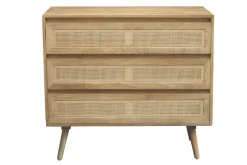Cheap Miliboo Cómoda de madera maciza de mango y caña de ratán 3 cajones 90 cm ACANGE