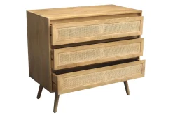 Cheap Miliboo Cómoda de madera maciza de mango y caña de ratán 3 cajones 90 cm ACANGE