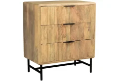 Fashion Miliboo Cómoda de madera maciza de mango y metal negro grabado con 3 cajones 70 cm MORISSON