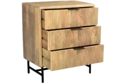 Fashion Miliboo Cómoda de madera maciza de mango y metal negro grabado con 3 cajones 70 cm MORISSON