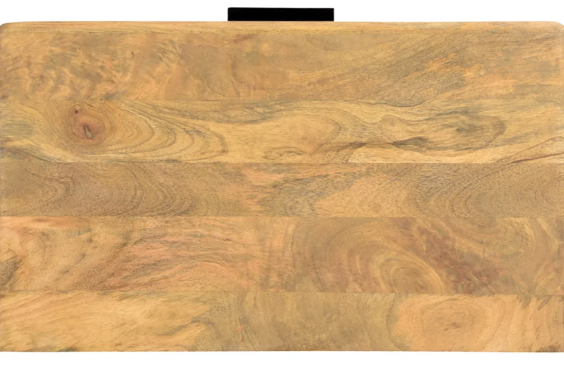 Fashion Miliboo Cómoda de madera maciza de mango y metal negro grabado con 3 cajones 70 cm MORISSON