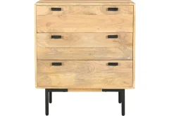 Clearance Miliboo Cómoda de madera maciza de mango y metal negro con 3 cajones 70 cm JUDE