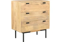 Clearance Miliboo Cómoda de madera maciza de mango y metal negro con 3 cajones 70 cm JUDE