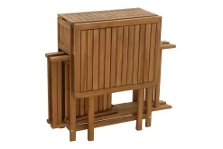 Hot Miliboo Conjunto de 2 sillas plegables y 1 mesa de balcón abatible con almacenaje de madera maciza PRADO