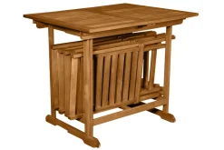 Flash Sale Miliboo Conjunto de mesa extensible con almacenaje y 4 sillas plegables de madera maciza CARMEN