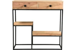 Hot Miliboo Consola 2 cajones en acacia y metal L80 cm GRENELLE