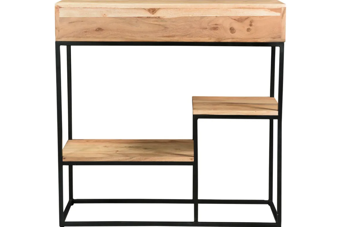 Hot Miliboo Consola 2 cajones en acacia y metal L80 cm GRENELLE