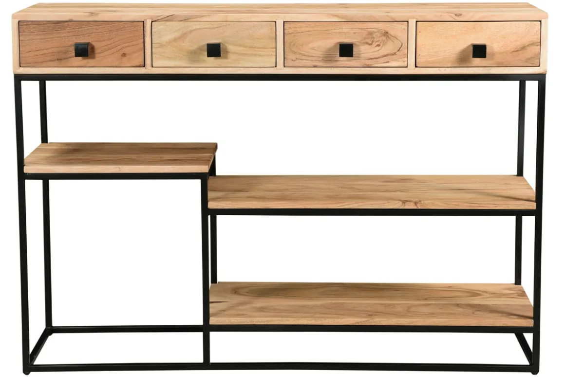 Best Miliboo Consola 4 cajones en cacia y metal negro L115 cm GRENELLE