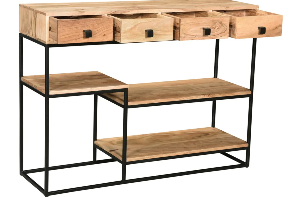 Best Miliboo Consola 4 cajones en cacia y metal negro L115 cm GRENELLE