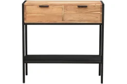Shop Miliboo Consola en acacia y metal negro 2 cajones ARTHUS