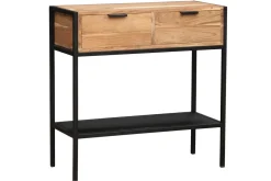 Shop Miliboo Consola en acacia y metal negro 2 cajones ARTHUS