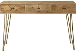 Fashion Miliboo Consola en mango y metal dorado L120 cm LINIUM