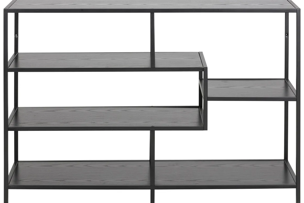 Fashion Miliboo Consola industrial metal negro y madera negra L114 cm TRESCA