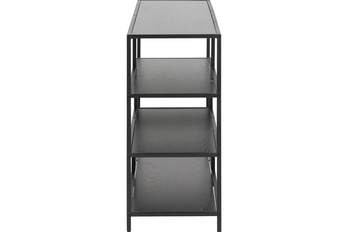 Fashion Miliboo Consola industrial metal negro y madera negra L114 cm TRESCA