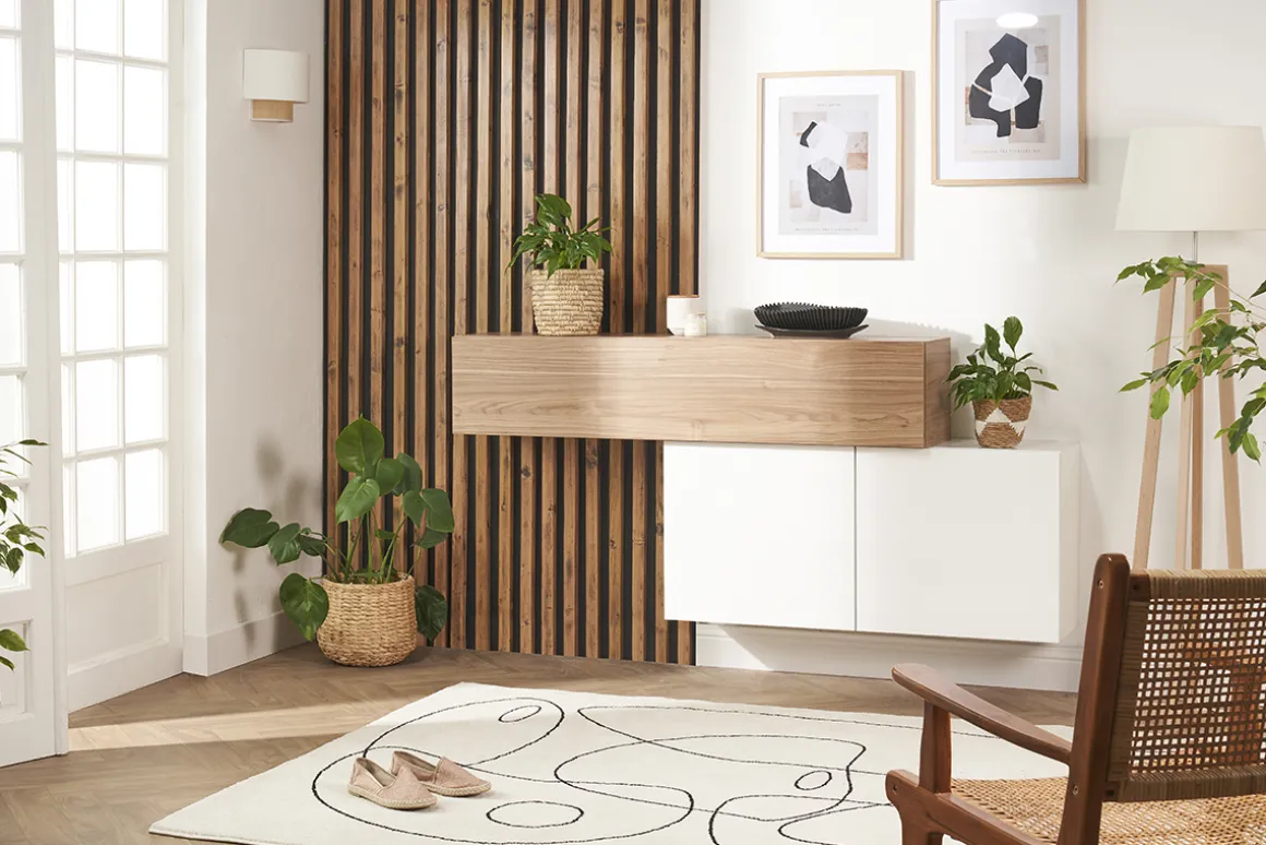 Online Miliboo Elemento de pared TV vertical acabado madera clara ETERNEL