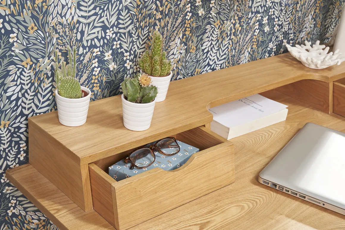 Best Sale Miliboo Escritorio con almacenaje de madera clara 120 cm PULITO