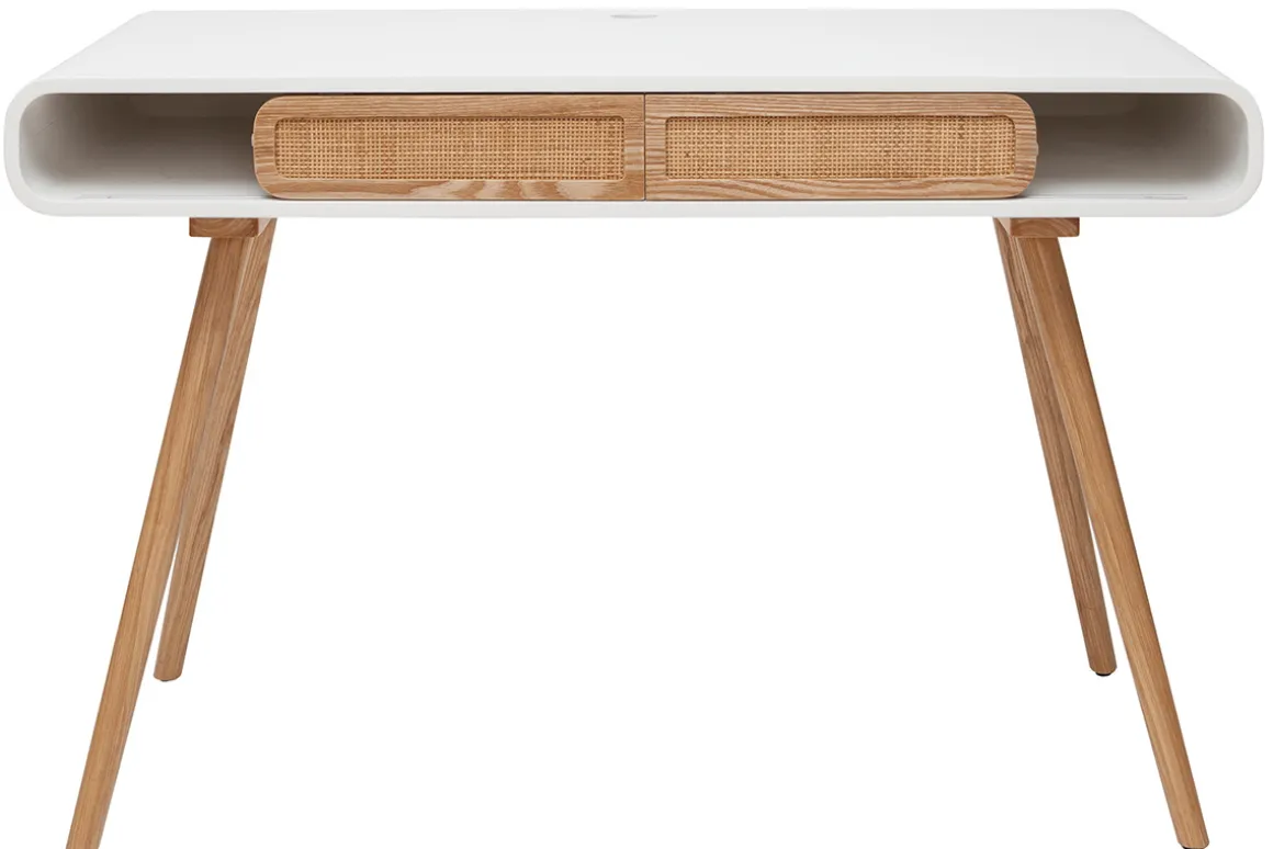 Clearance Miliboo Escritorio con puertas correderas y rejilla L120 cm OLYMPE