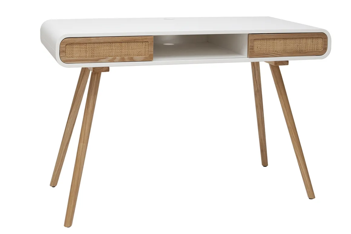 Clearance Miliboo Escritorio con puertas correderas y rejilla L120 cm OLYMPE