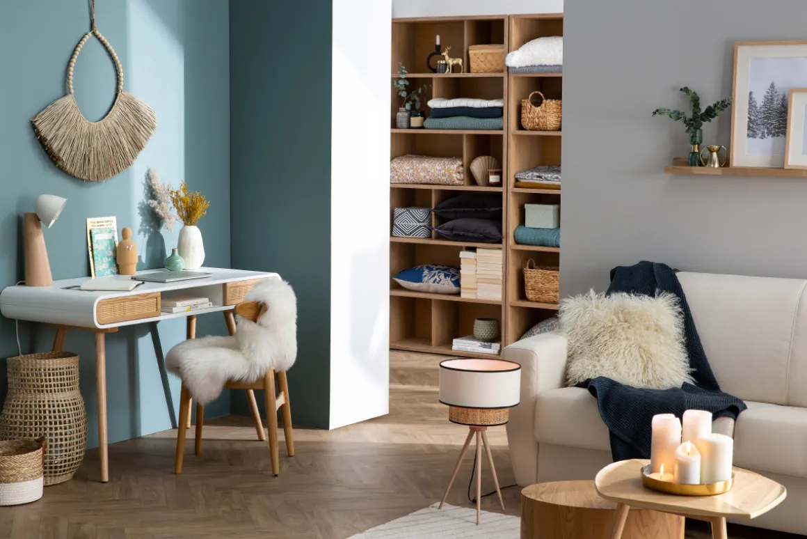 Clearance Miliboo Escritorio con puertas correderas y rejilla L120 cm OLYMPE
