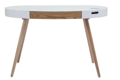 Online Miliboo Escritorio conectado multimedia - Vidrio blanco y madera clara HANDY