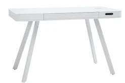 Store Miliboo Escritorio conectado multimedia - Cristal y metal blanco CLEVER
