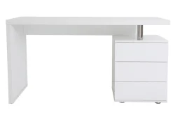 Flash Sale Miliboo Escritorio de diseño 3 cajones lacado blanco CALIX