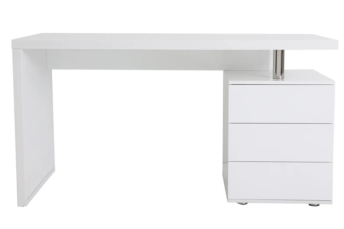 Flash Sale Miliboo Escritorio de diseño 3 cajones lacado blanco CALIX