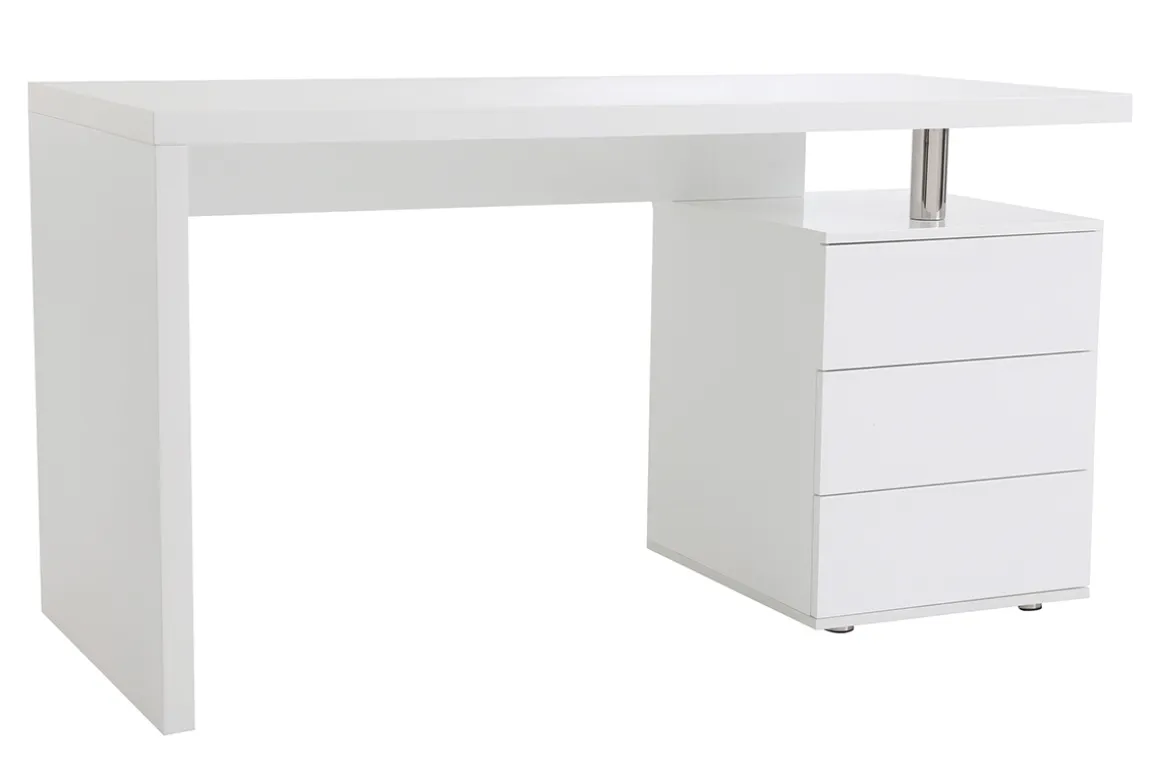 Flash Sale Miliboo Escritorio de diseño 3 cajones lacado blanco CALIX