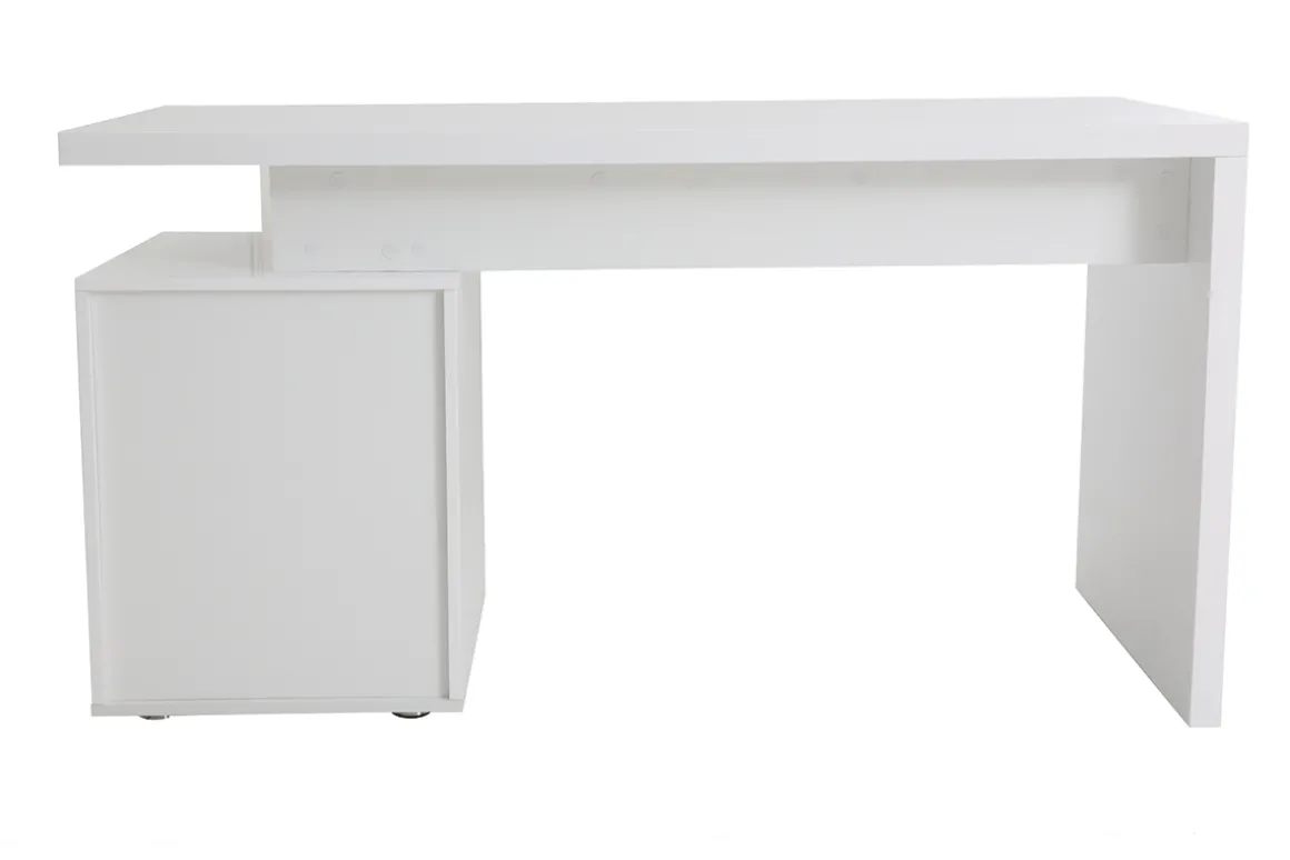 Flash Sale Miliboo Escritorio de diseño 3 cajones lacado blanco CALIX