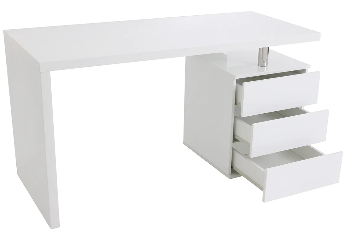 Flash Sale Miliboo Escritorio de diseño 3 cajones lacado blanco CALIX