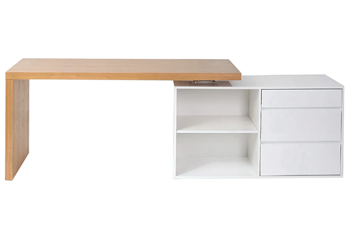 Discount Miliboo Escritorio de diseño modulable blanco brillante y fresno NEW MAX