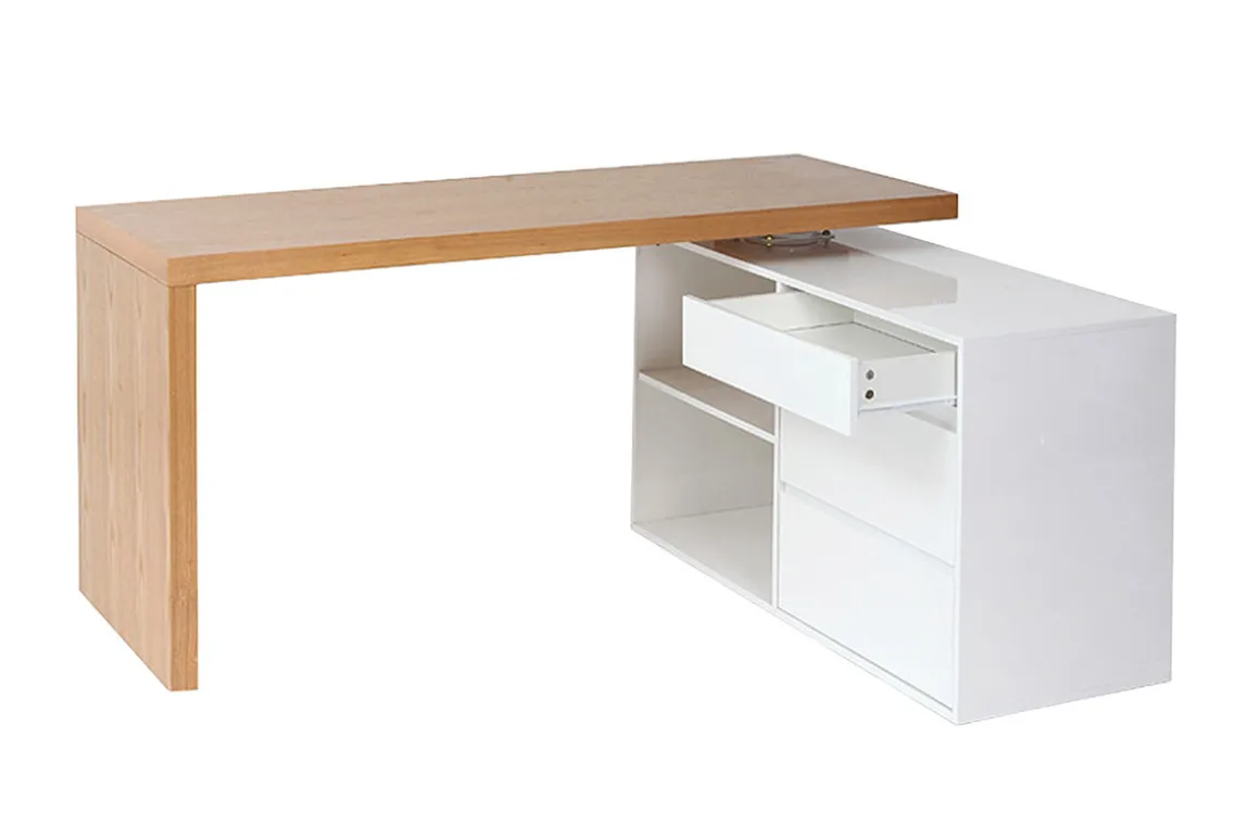 Discount Miliboo Escritorio de diseño modulable blanco brillante y fresno NEW MAX