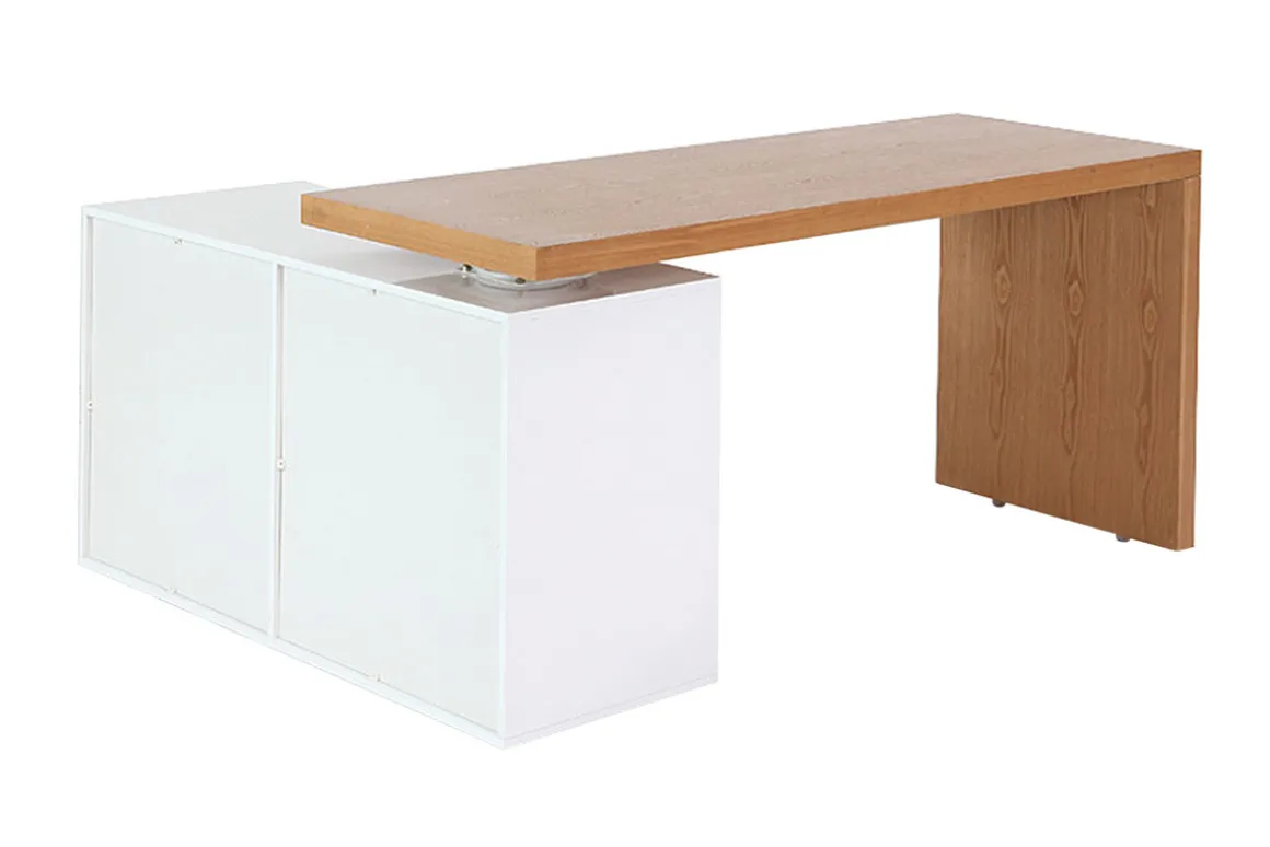 Discount Miliboo Escritorio de diseño modulable blanco brillante y fresno NEW MAX