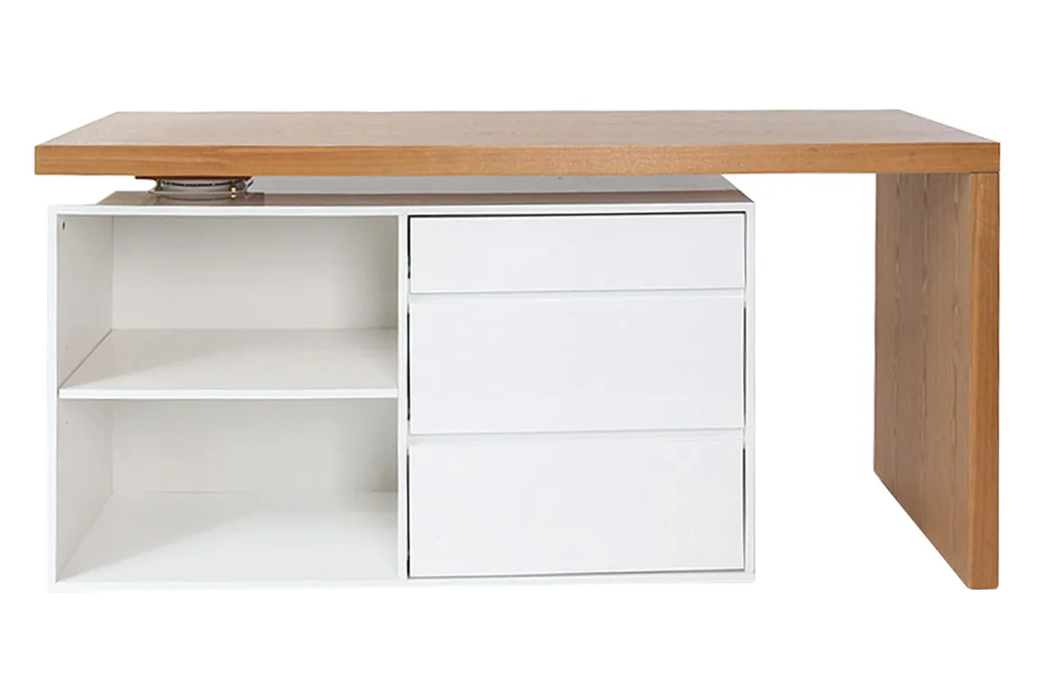 Discount Miliboo Escritorio de diseño modulable blanco brillante y fresno NEW MAX