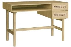 Hot Miliboo Escritorio de madera clara con cajonera de caña de ratán 120 cm GALINA