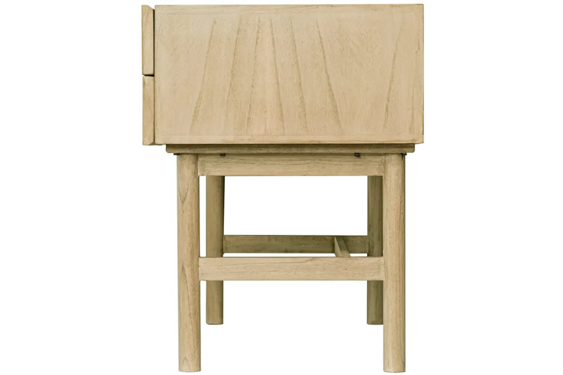 Hot Miliboo Escritorio de madera clara con cajonera de caña de ratán 120 cm GALINA