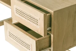 Hot Miliboo Escritorio de madera clara con cajonera de caña de ratán 120 cm GALINA