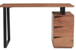 Best Miliboo Escritorio de madera de acacia maciza y metal negro 3 cajones 130 cm HORACE