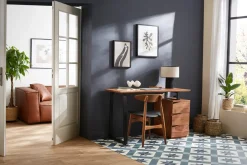 Best Miliboo Escritorio de madera de acacia maciza y metal negro 3 cajones 130 cm HORACE