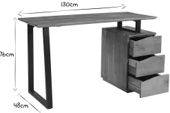 Best Miliboo Escritorio de madera de acacia maciza y metal negro 3 cajones 130 cm HORACE