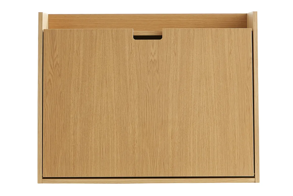 Discount Miliboo Escritorio de pared vintage de roble con cajonera 78 cm GABIN