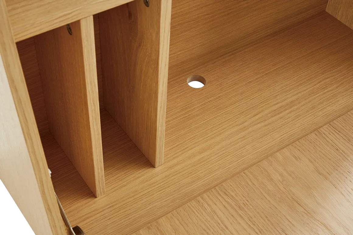 Discount Miliboo Escritorio de pared vintage de roble con cajonera 78 cm GABIN
