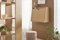 Discount Miliboo Escritorio de pared vintage de roble con cajonera 78 cm GABIN