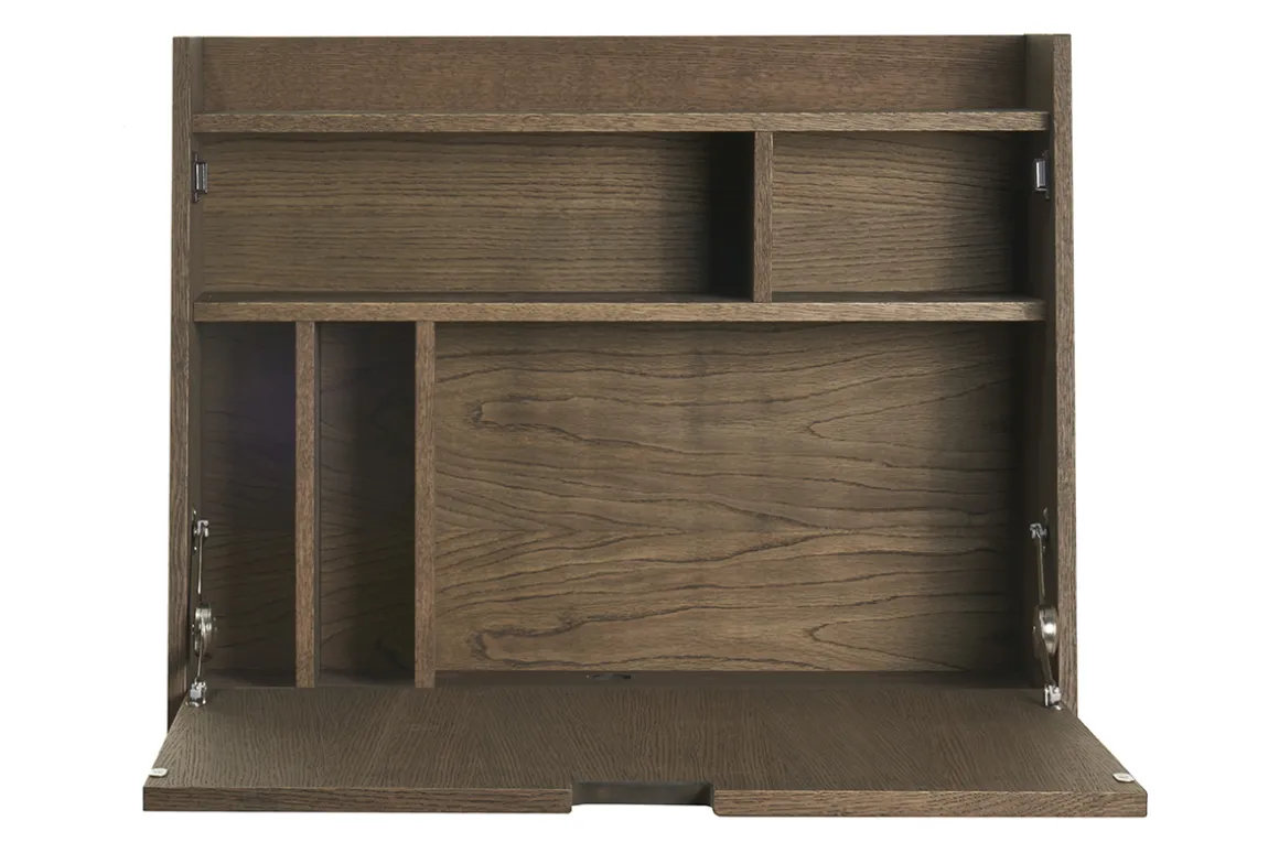 Cheap Miliboo Escritorio de pared vintage con cajonera de madera oscura 78 cm GABIN