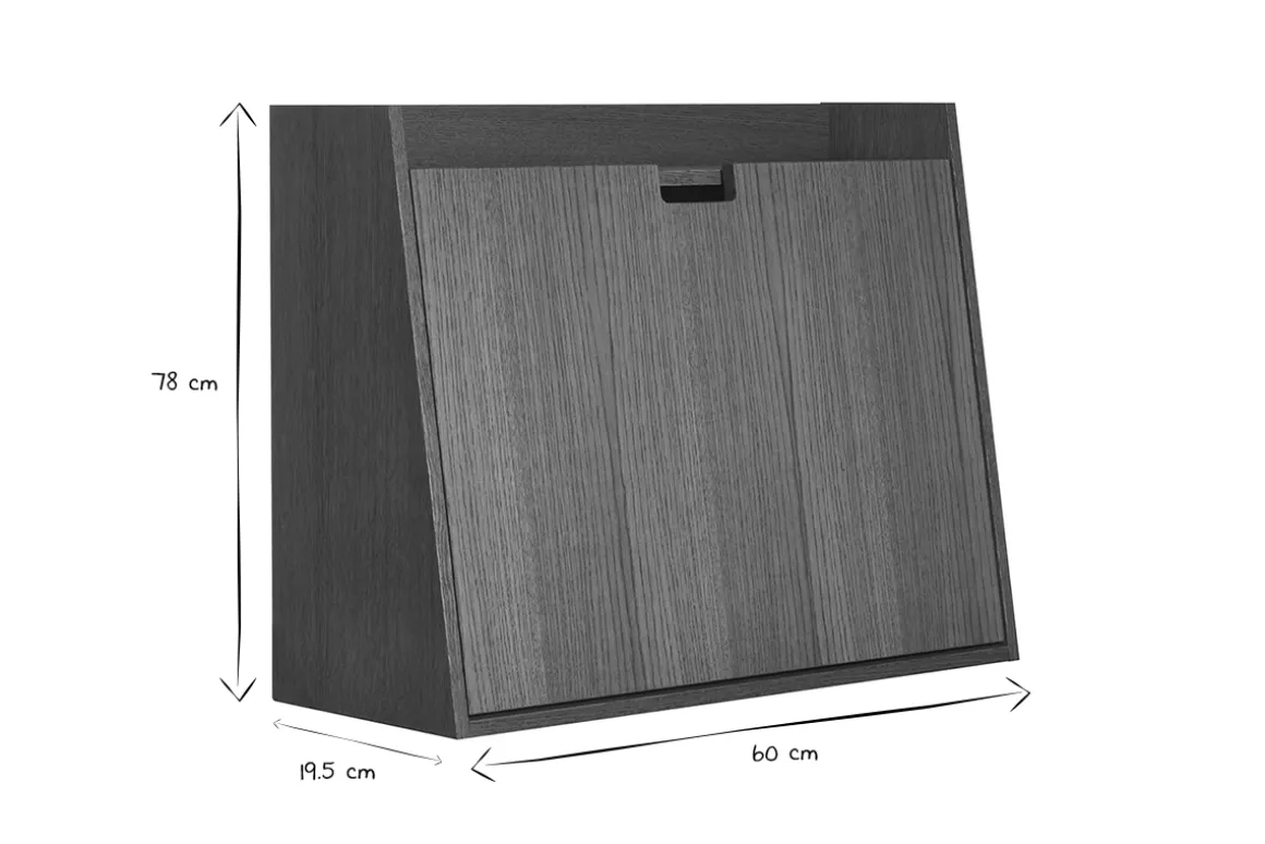 Cheap Miliboo Escritorio de pared vintage con cajonera de madera oscura 78 cm GABIN