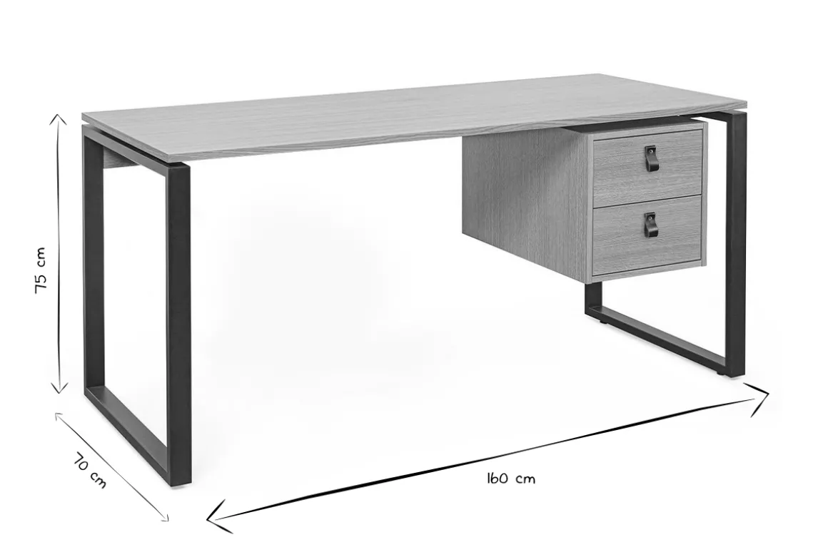 Best Miliboo Escritorio de roble de 160 cm con patas de metal negro con un compartimento OPAL