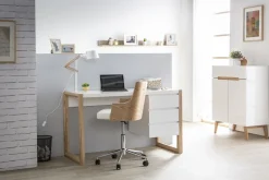 Clearance Miliboo Escritorio diseño 3 cajones blanco mate ARMEL