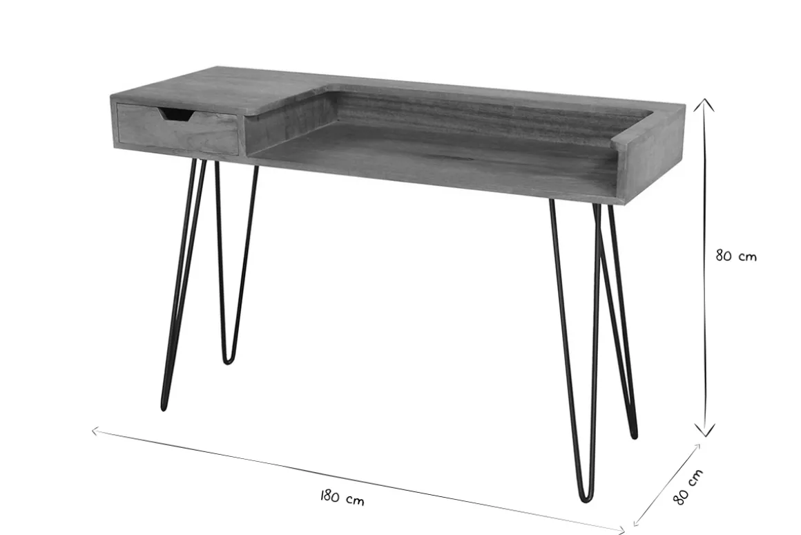 Discount Miliboo Escritorio en mango con patas horquilla metal en negro VIBES
