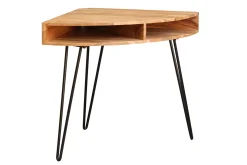 Hot Miliboo Escritorio esquinero de acacia maciza y metal negro GOSBY