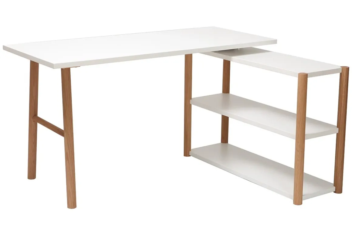 Flash Sale Miliboo Escritorio giratorio diseño escandinavo blanco y roble GILDA